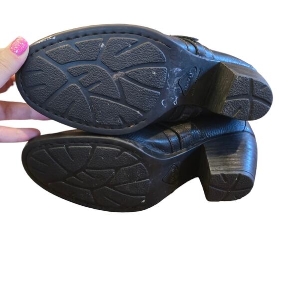 Born Women's Black Leather HEELED ANKLE BOOTIES‎ Shoes Size 10 M - Picture 4 of 9